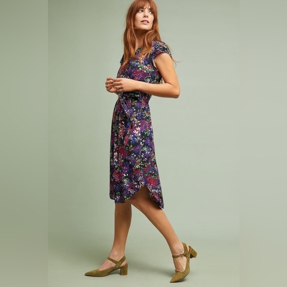Anthropologie Dresses & Skirts - Anthropologie | Colloquial Short-Sleeved Shirt Black / Floral Printed  Dress